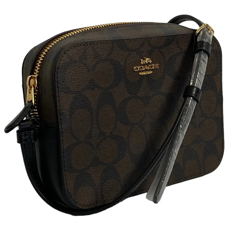 Coach Signature Canvas Mini Camera Bag for Women, Black/Brown